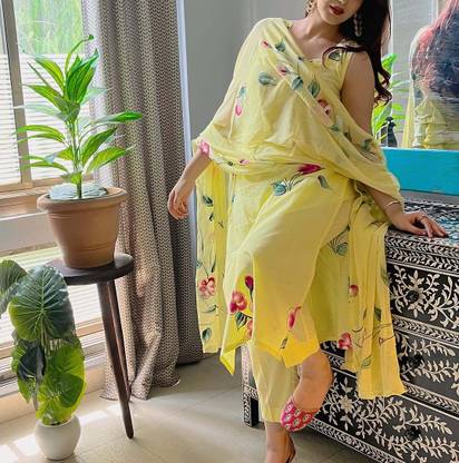Tasrika Floral Print Kurta, Trouser/Pant & Dupatta Set