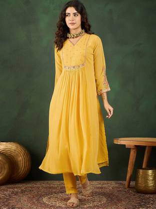 Sangria Embroidered Kurta, Trouser/Pant & Dupatta Set