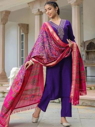 Imlie Embroidered Kurta, Trouser/Pant & Dupatta Set