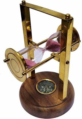 CH Brass Handicraft Sand Timer 5 min Hour Glass Sandglass Clock Ideal for Exercise Tea Making Antique Nautical Décor (Brown) Sand Clock