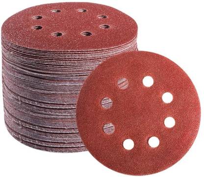 DUMDAAR •	 100 Pcs Sand Papper Size 80 Round Sand Paper velcro disc/ sanding disc for Orbital Sander Emery Sandpaper (80Pack of 100) • Emery Sandpaper