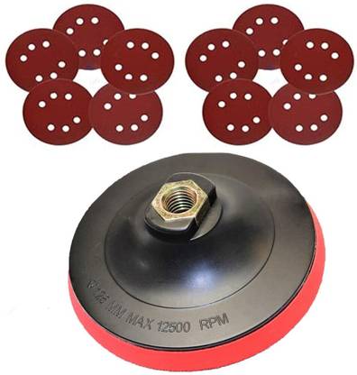 Implemental 5"inch 125mm Velcro Backing Pad for Grinder and Drill Machine with Backing Pad Emery Sandpaper