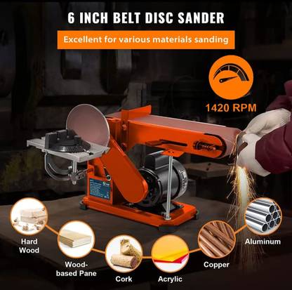 VOLTZ New Orange MM1510-375 W Bench-Mounted 150 mm Disc Sander 230 V MM1510-375 7 inch Disc Sander