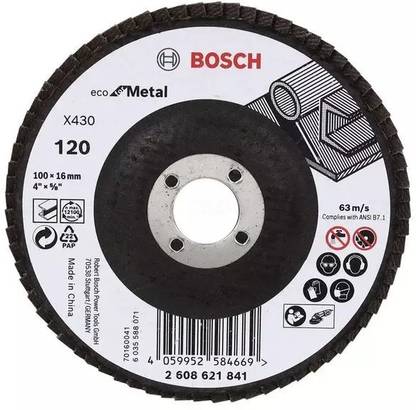 BOSCH Flap Disc 100mm 120Grit for Sanding, Rust removal & Polishing for Angle Grinder 4 inch Disc Sander