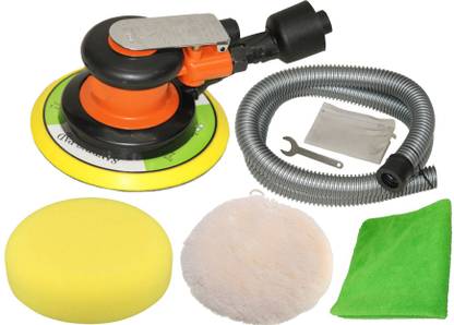 Digital Craft Pneumatic Air Sander Machine,5"Yellow Sponge Pad,5"White Buffing Pad 5 inch Random Orbital Sander