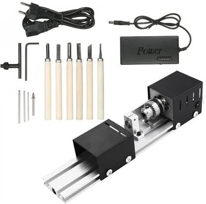 Yellow Tommy Mini Lathe Machine for Table Woodworking Wood DIY Tool Set DC 12V-24V Lathe 1.5 inch Straight-line Sander