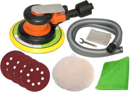 Digital Craft Pneumatic Air Sander Machine,5"Emery Hole Paper,5"White Buffing Pad 5 inch Random Orbital Sander