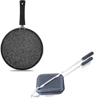 Masox Store High Temperature Resistant Dosa Tawa | Grill Sandwich Maker Hand Toaster S1 Non-Stick Coated Cookware Set