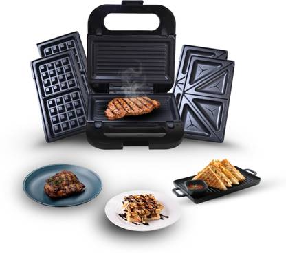 LIBRA by Libra Sandwich Maker 3 in 1, Detachable Plates for Toast, Waffle, Grill, 750 W Grill, Toast, Waffle