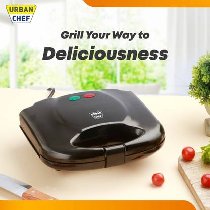 Urban Chef 750-Watt Sandwich Maker with Non-Stick Coated Plate & Hinged Lock, 2-Yr Warranty Toast