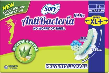 SOFY Anti Bacteria Hygiene & Herbs Slim Sanitary Pads - XL+15 Pads Sanitary Pad