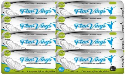 FemVings Ultra Absorb Sanitary Pad Extra Comfort Heavy Flow Disposable -Regular Pack of 8 Sanitary Pad
