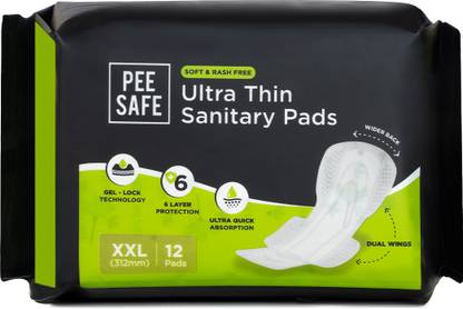Pee Safe Ultra Thin Sanitary pad for Women XXL Cottony Soft Dual Wings Rash Free Periods Sanitary Pad