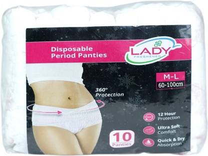 LADY FRESHENER Period Panties for Women Soft & Comfortable (Pack of 1 x 10 Pcs)( M-L: 60-100CM) Sanitary Pad