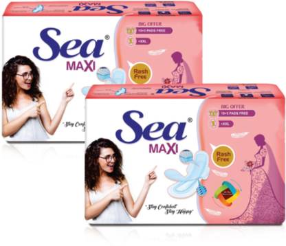 Sea 30 XXL Maxi Anti Bacterial, Rashes Free Cottony Soft Sanitary Pads for Woman, Sanitary Pad