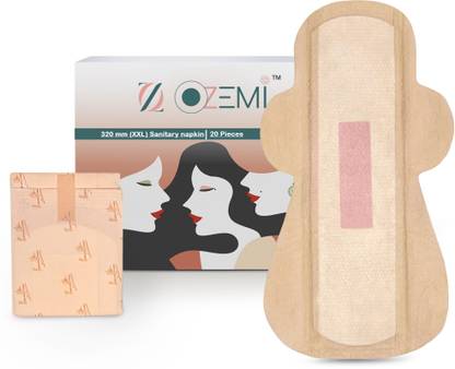 Ozemi Natural Bamboo Biodegradable Sanitary Napkin with 4X Absorption | 320 mm (XXL) - Sanitary Pad