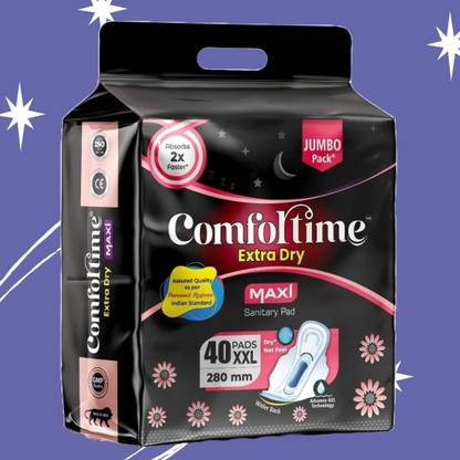 MISS N MOMS Comfortime 280mm Maxi Pads – Extra Dry, XXL, 40 Count, Soft Feel Sanitary Pad