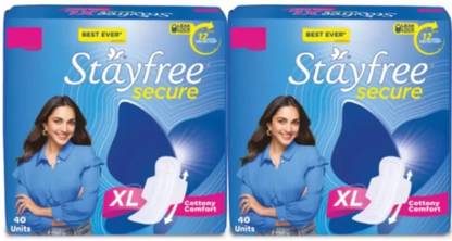 STAYFREE secure Cottony Comfort XL 274 mm - 40+40 Pcs ( pack of 2) Sanitary Pad