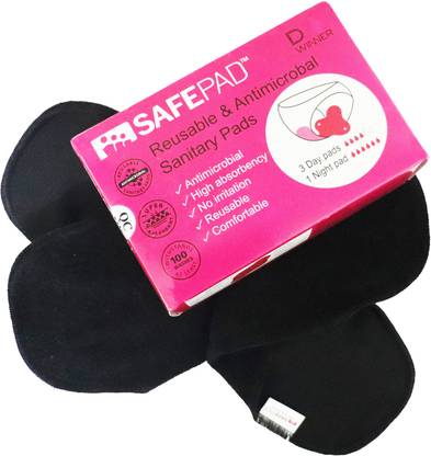 Safepad standard pack (black) Reusable & Antimicrobial Sanitary pads Sanitary Pad
