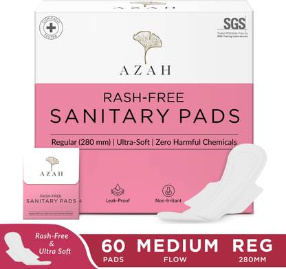 AZAH Rash-Free Napkins Reg for Medium Flow|Leak Proof & Cottony Soft|Disposal Bags Sanitary Pad