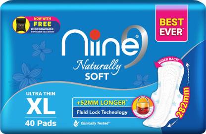 niine Naturally Soft Ultra Thin XL Sanitary Pads (Combo of 1) with Disposal Bag Inside Sanitary Pad