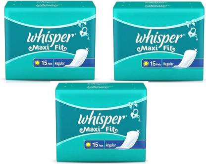 Whisper Maxi Fit Regular 15+15+15 Pads Sanitary Pad