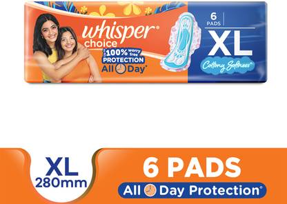 Whisper CHOICE XL, UPTO 100% STAIN PROTECTION ALL DAY Sanitary Pad