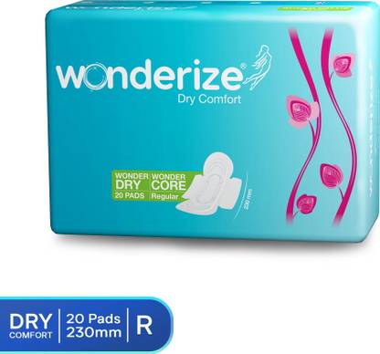 Wonderize Dry Comfort Regular Size 230mm 20 Pads with Four Wall Protection & Odour Control Sanitary Pad