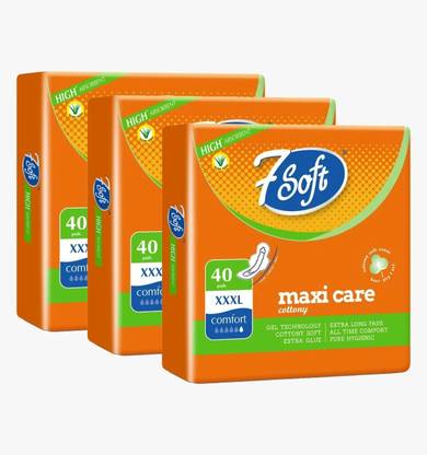 7 Soft Maxi Care Cottony XXXL 320mm - Gel Technology -40 Pads Sanitary Pad