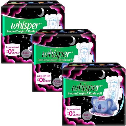 Whisper bindazz night koala soft xxxl8+8+ 8pads 24 Sanitary Pad
