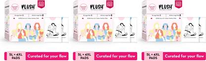 PLUSH Pure Cotton Sanitary Pads with Disposable Pouch|5L+4XL Sanitary Pad