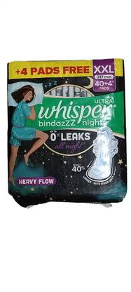 Whisper ULTRA BINDAZZZ NIGHTS XXL 317 MM-40 + 4 PIECE HH 10 Sanitary Pad