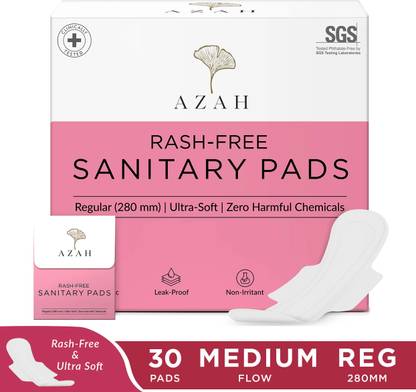 AZAH Rash-Free Napkins Reg for Medium Flow|Leak Proof & Cottony Soft|Disposal Bags Sanitary Pad