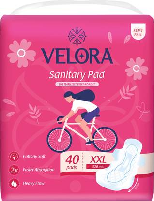 VELORA Soft Feel XXL 40 Sanitary Pads for Women Trifold pads (XXL Size- 320 MM-40 Pads) Sanitary Pad