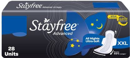 STAYFREE Advanced All Nights Ultra-Soft Touch XXL Sanitary Pads | Pack of 28 Sanitary Pad
