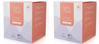 Nua Overnight Disposable Period Panties | M - L | 5 Count x Pack of 2 Sanitary Pad