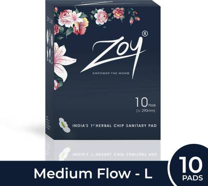 Zoy Herbal Sanitary Pad| Natural Care| High Absorption| Size - L, Medium Flow,290mm Sanitary Pad