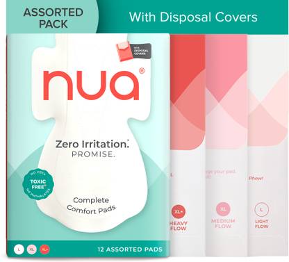 Nua Complete Comfort Pads (3XL+,5XL,4L)With Disposal Covers| Zero Irritation Promise Sanitary Pad