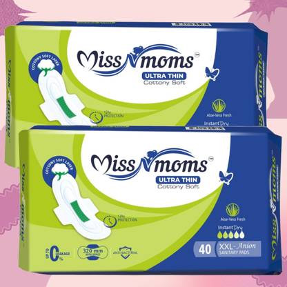MISS N MOMS Ultra Thin XXL Sanitary Pads with Wings – Cottony Soft & Aloe Vera Fresh Sanitary Pad
