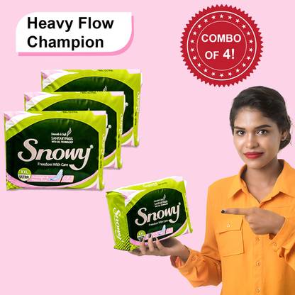 SNOWY Ultra XXL for Over-Night & Heavy Flow Small Pack (7x4) 28 PADS Sanitary Pad