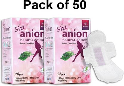 SIZI Organic Cotton Ultra Thin Panty liners, Menstrual Feminine Pads.(50Pads,Packof2) Pantyliner