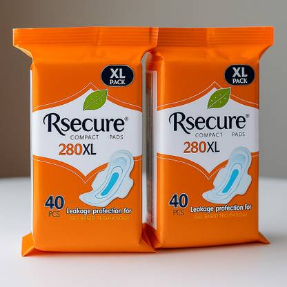 R secure New Cotton Soft Gel Technology Sanitary Pad Size-XL 280mm(80pad) Sanitary Pad
