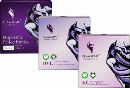 FLAWSOME Combo Sanitary Pads, Period Panty,Panty Liner Pantyliner