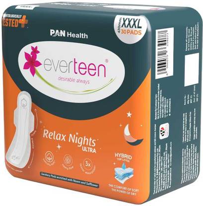 everteen XXXL Ultra-Thin Overnight Sanitary Pads for Heavy Flow |75% Longer No Leaks | Sanitary Pad
