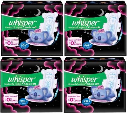 Whisper ULTRA bindazzZ nights kaola soft XXL Plus - 5+5+5+5 Pcs Sanitary Pad