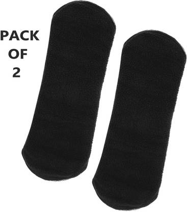 CareDone Reusable and Washable Black Cotton Menstrual cloth pad (Extra Large,Pack of2) Pantyliner