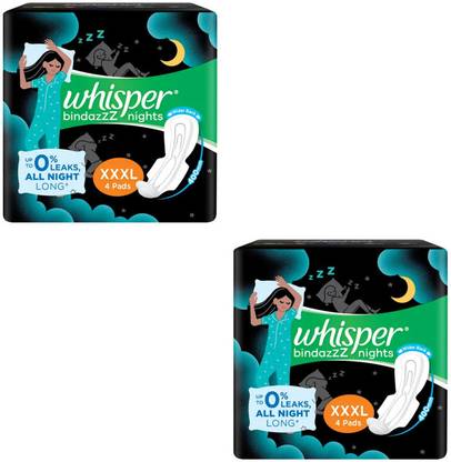 Whisper bindazzz night xxxl 4+4pads 8 new Sanitary Pad