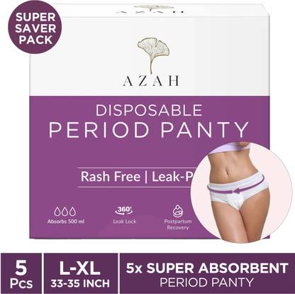 AZAH Period Panty Pad |L-XL (33-35 inch)| 5X Super Absorbent Panties | Sanitary Pad