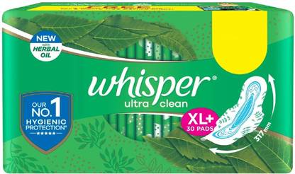 Whisper Ultra Clean XL Plus Sanitary Green (Pack of 30) Sanitary Pad