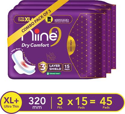 niine Dry Comfort Ultra Thin XL+ SUPER SAVER Sanitary with Biodegradable bags inside Sanitary Pad